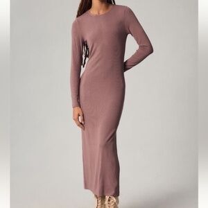 NWT Anthropologie Bordeaux Long-Sleeve Maxi Dress Cocoa XL